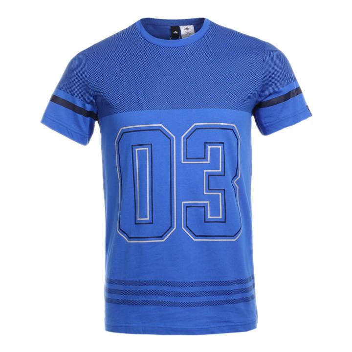 Adidas Adidas T Shirts Men's Blue Crew Neck Moderate Straight Fit