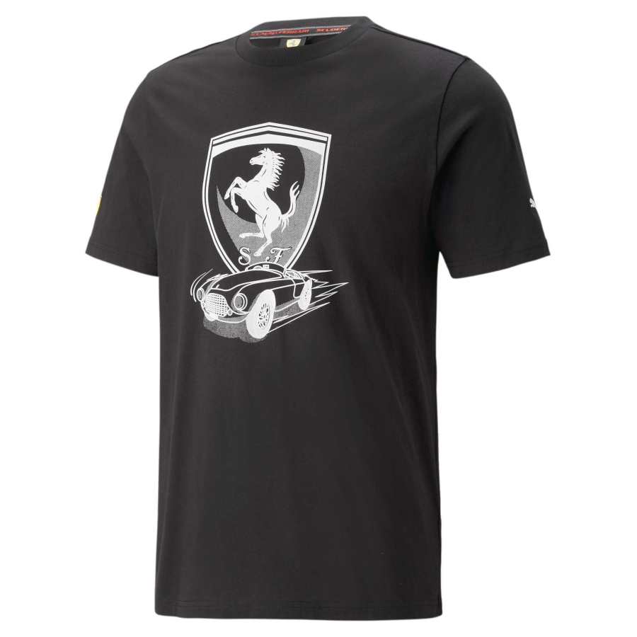 PUMA T Shirts Unisex Black Crew Neck Moderate Straight Fit