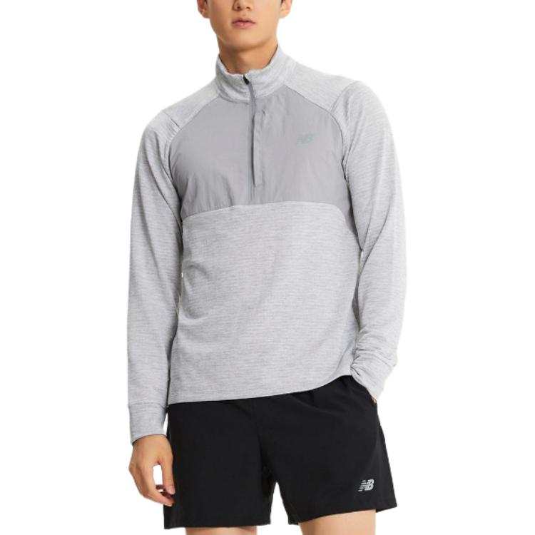 New Balance New Balance T Shirts Men's Gray Stand Collar Moderate Straight Fit