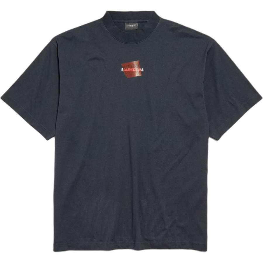 Balenciaga Back SS26 T Shirt Regular Fit Men's Gray Blue