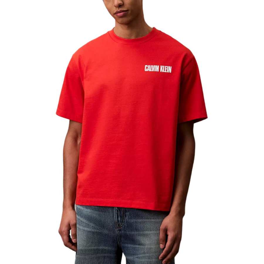 Calvin Klein T Shirts Men's Red Crew Neck Moderate