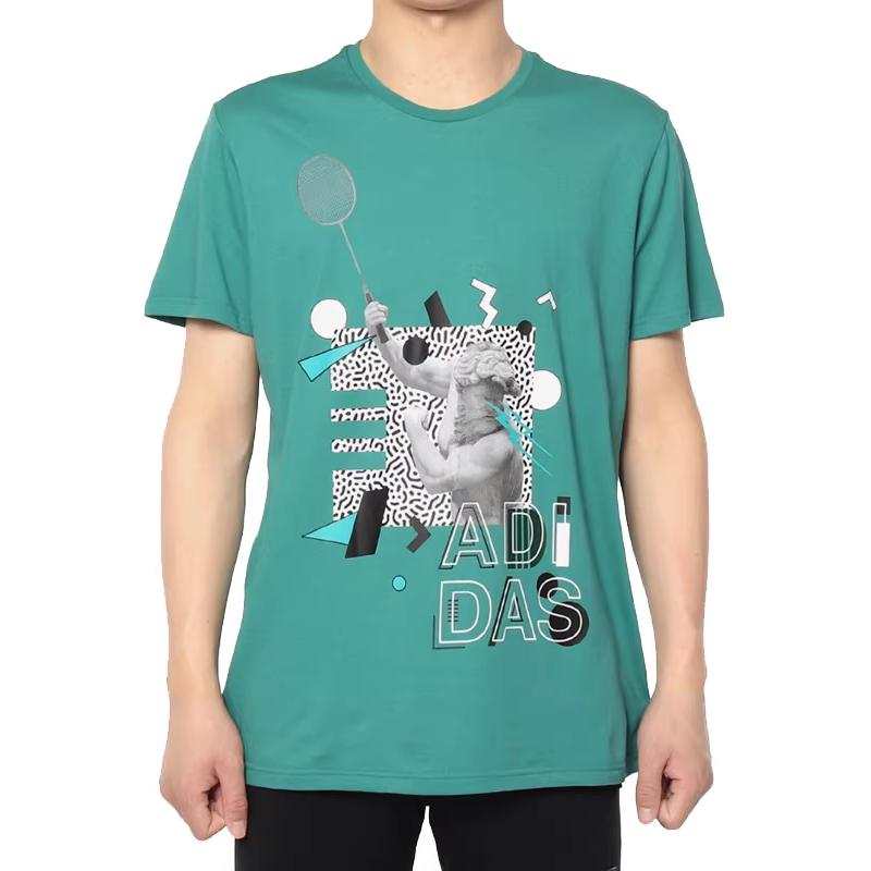 Adidas Adidas T Shirts Men's Green Crew Neck Moderate Straight Fit