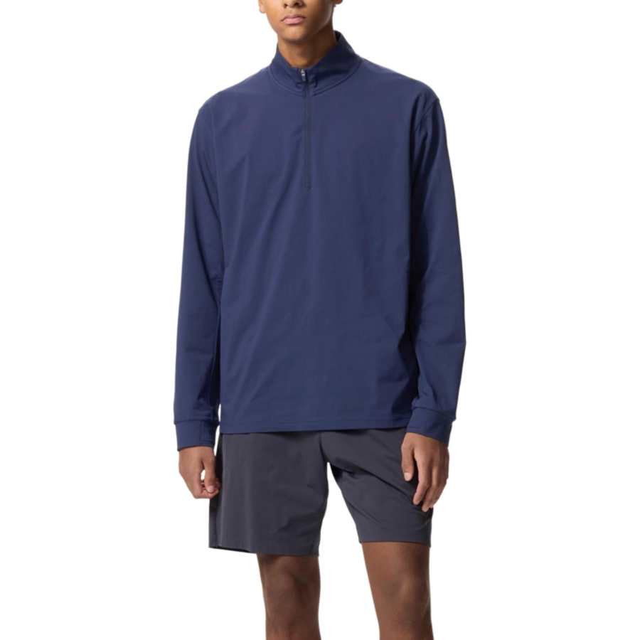 UNIQLO T Shirts Unisex Sea Blue Stand Collar