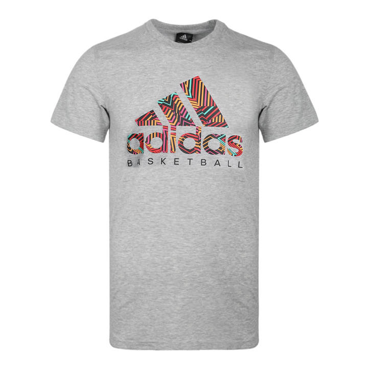 Adidas Adidas T Shirts Men's Gray Crew Neck Moderate Straight Fit