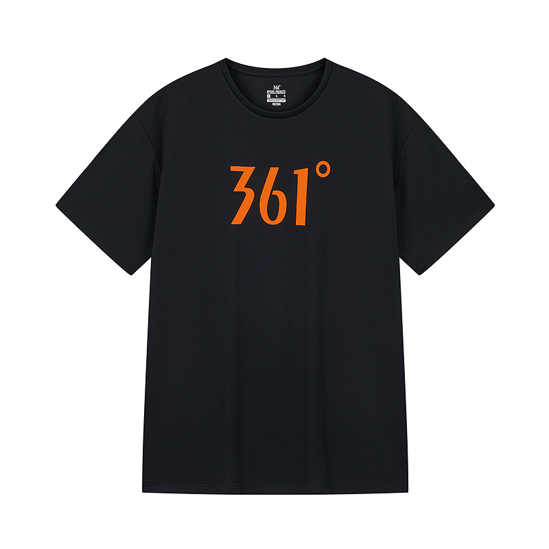 361° T Shirts Men's Super Black Crew Neck Moderate Straight Fit