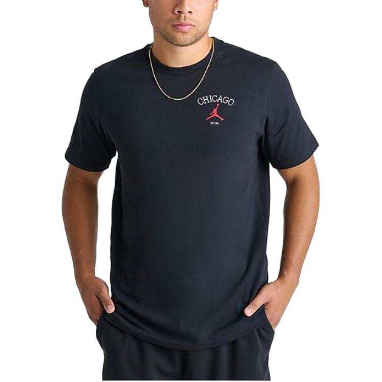 Jordan Jordan T Shirts Men's Black Crew Neck Moderate Straight Fit