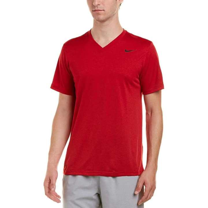 Nike Nike T Shirts Men's Red V Neck Moderate Straight Fit