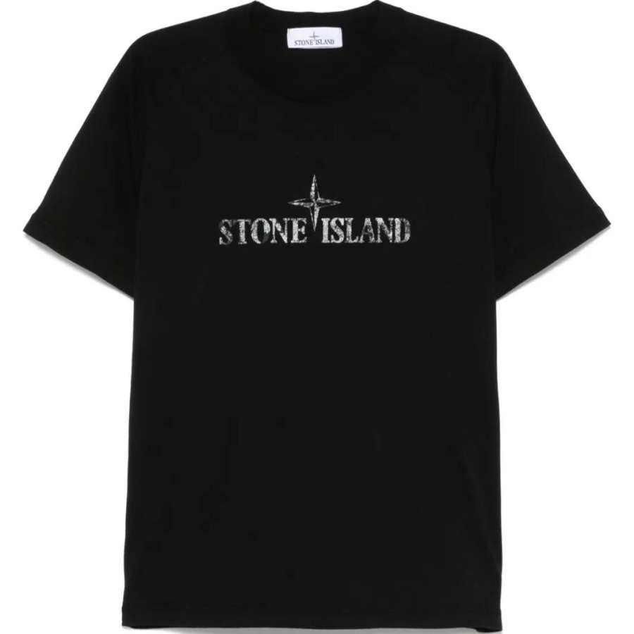 STONE ISLAND Logo Printed Crewneck T Shirt