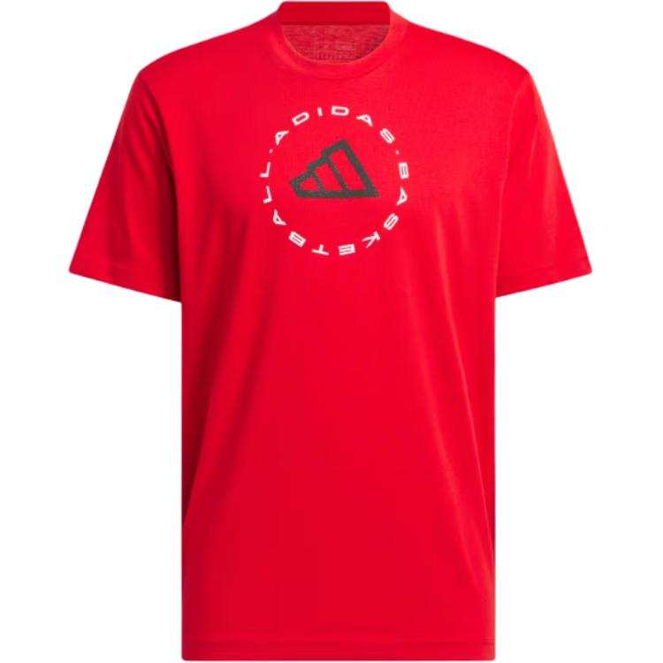 Adidas Adidas BASKETBALLHOOPS Emblem Graphic T Shirt Men's Scarlet
