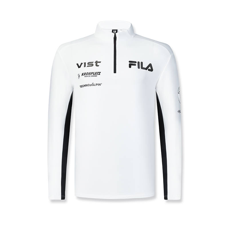 FILA SKI T Shirts Men's Jade White Stand Collar