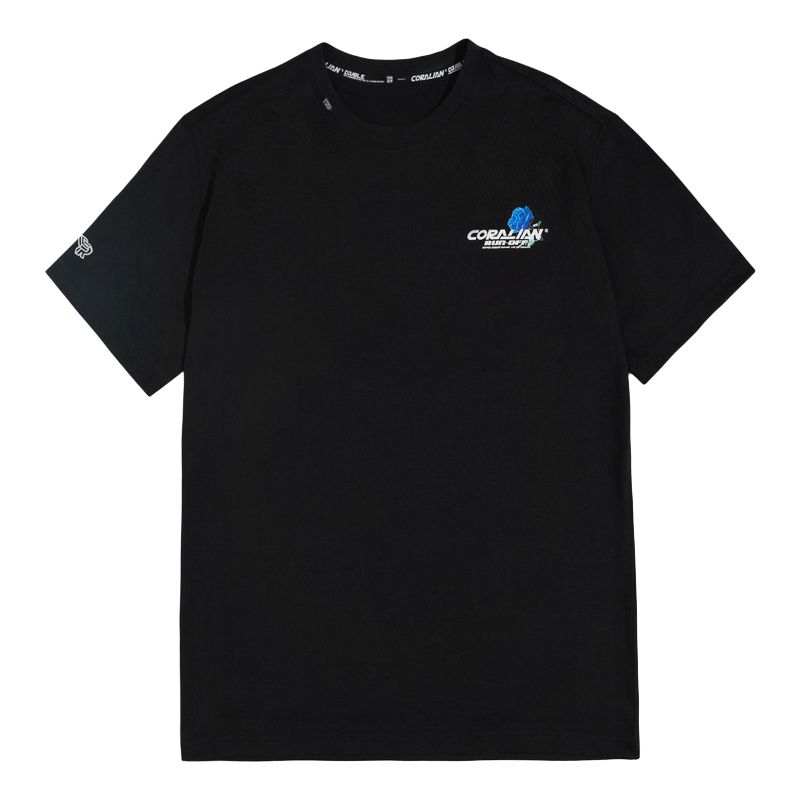 CORALIAN T Shirts Unisex Black Crew Neck Moderate Straight Fit
