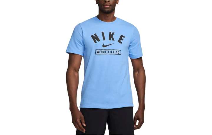 Nike Nike T Shirts Men's Blue Crew Neck Moderate Straight Fit