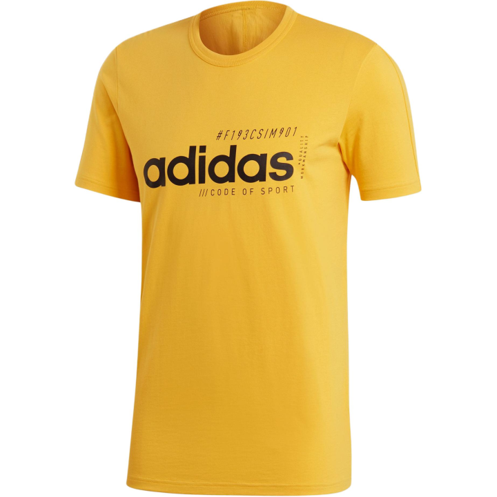 Adidas Adidas T Shirts Men's Yellow Crew Neck Moderate Straight Fit