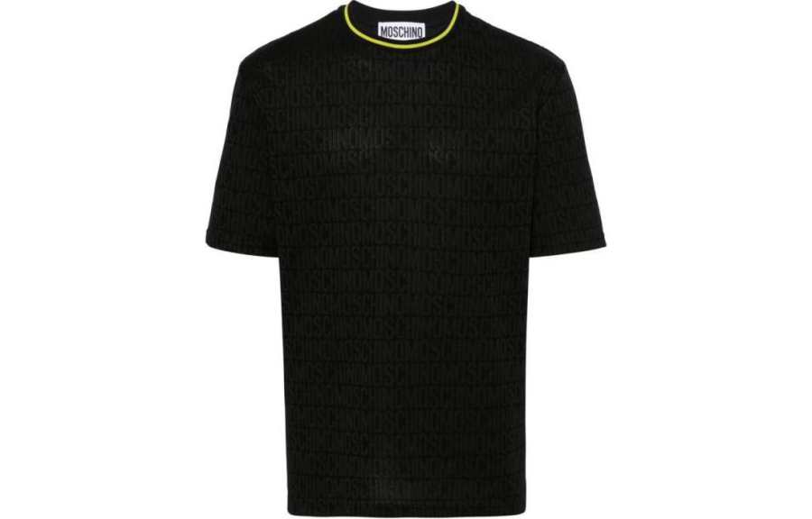 MOSCHINO T Shirts Men's Black Crew Neck Moderate Straight Fit