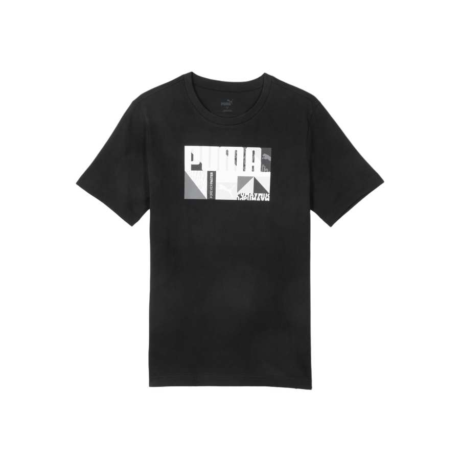 PUMA PUMA Basic Graphic MONOGRAM T Shirt Men's Black