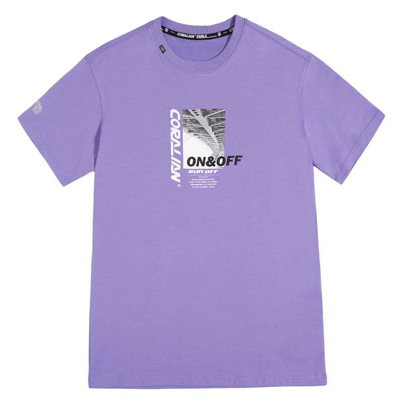 CORALIAN T Shirts Unisex Purple Crew Neck Moderate Straight Fit