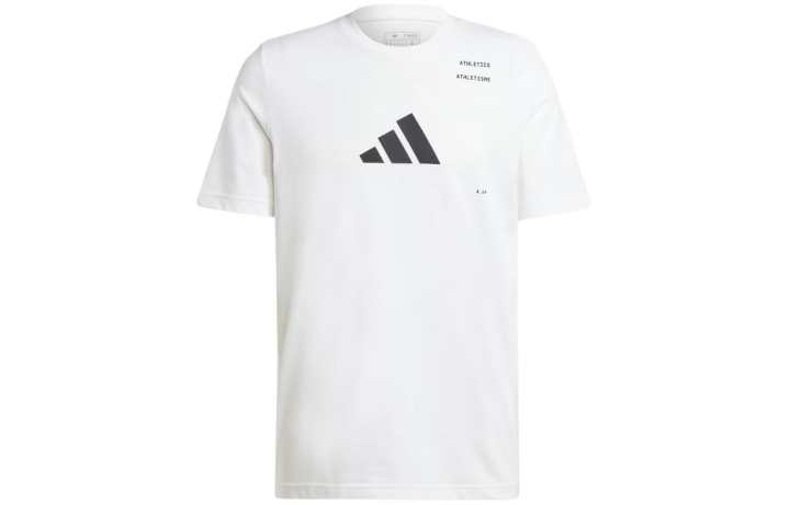 Adidas Adidas T Shirts Men's White Crew Neck Moderate Straight Fit