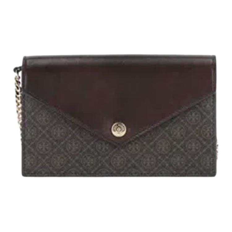 TORY BURCH T Monogram Synthetic Leather Envelope Bag, Crossbody Bag, Shoulder Bag Women's Black Coffee