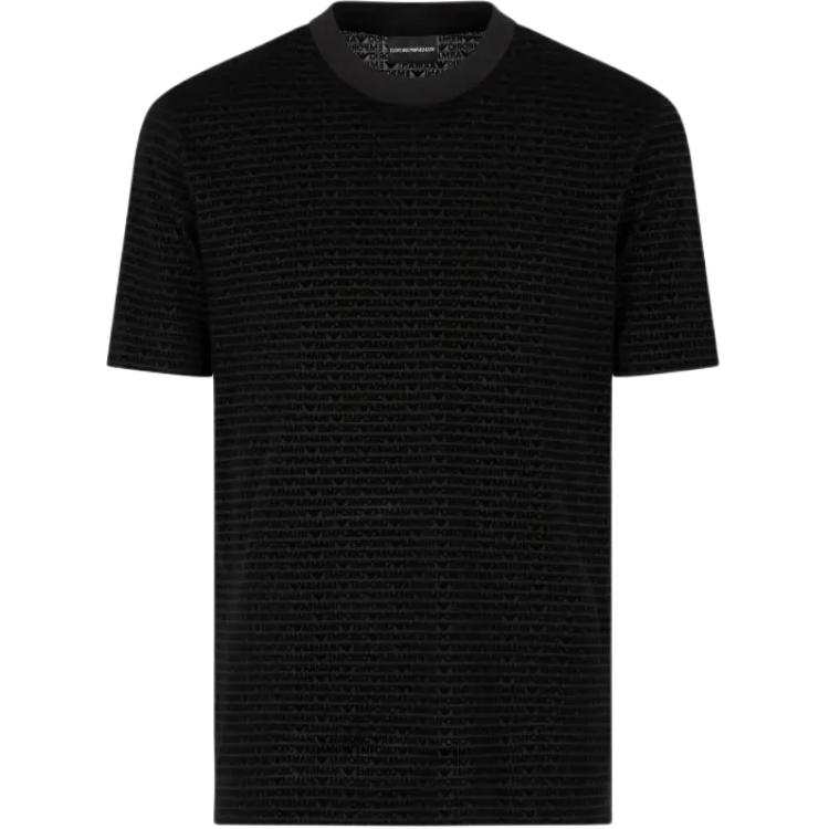 EMPORIO ARMANI Asv Lyocell blend Jersey T shirt With All over Flocked Logo Lettering