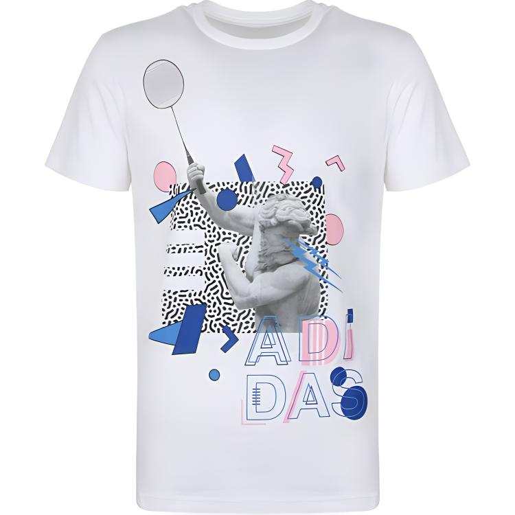 Adidas Neo T Shirts Men's White Crew Neck Moderate Straight Fit
