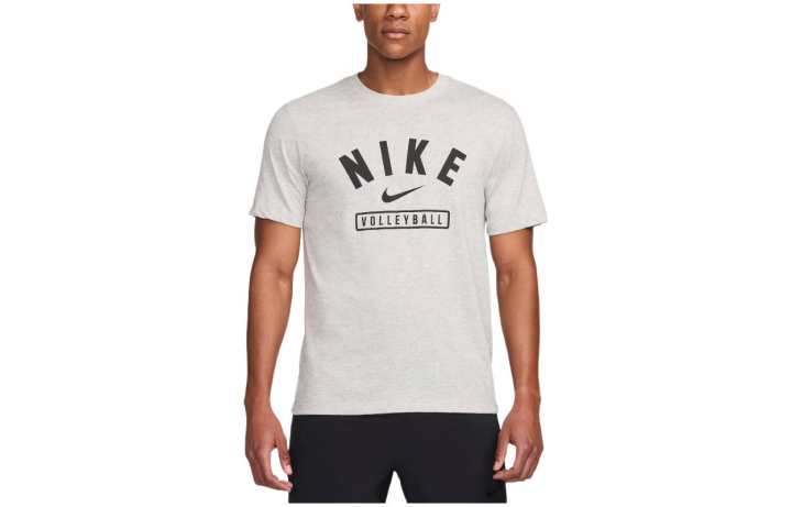 Nike Nike T Shirts Men's Gray Crew Neck Moderate Straight Fit