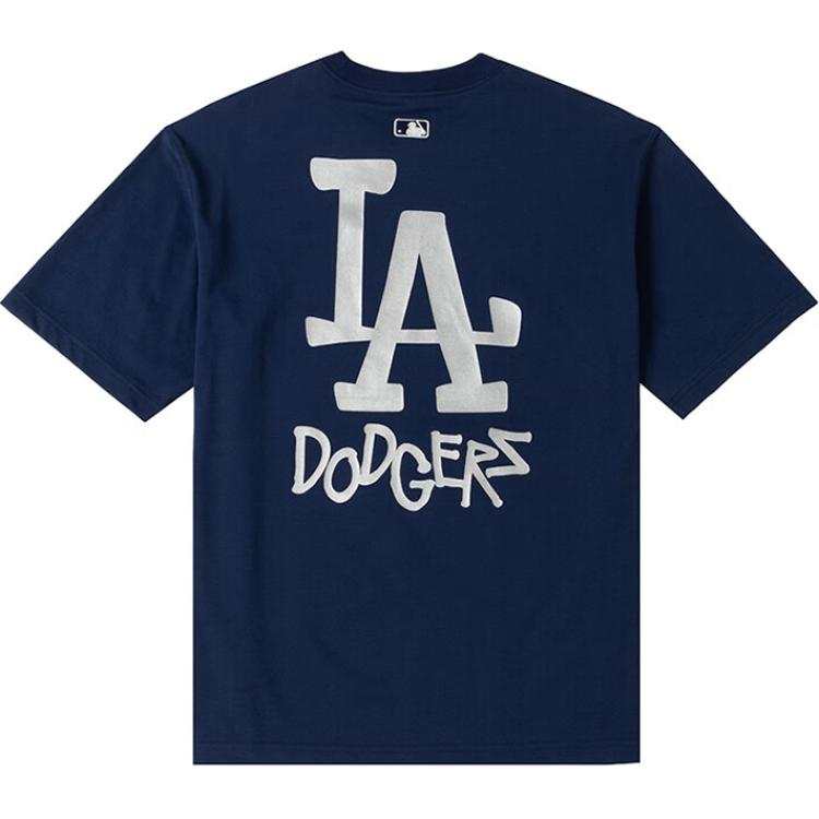 MLB Los Angeles Dodgers T Shirts Unisex Navy Blue Crew Neck Moderate Straight Fit