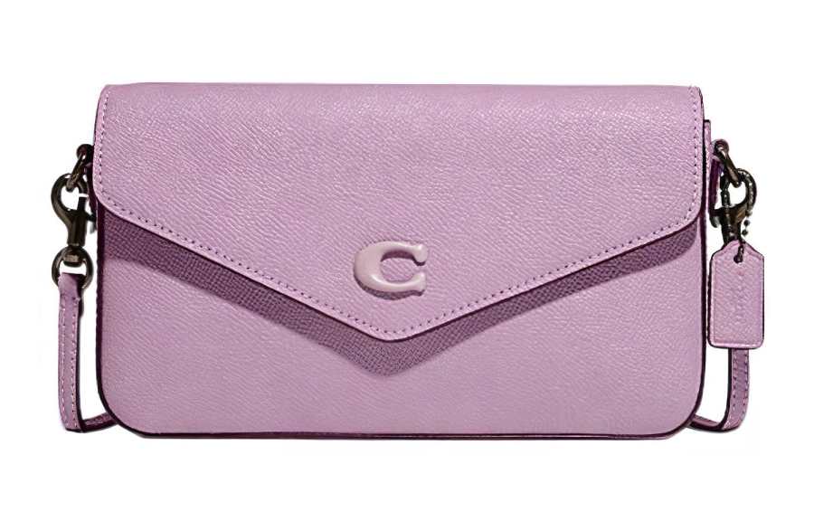COACH Wyn Cow Leather Envelope Crossbody Bag, Shoulder Bag Small Women's Purple