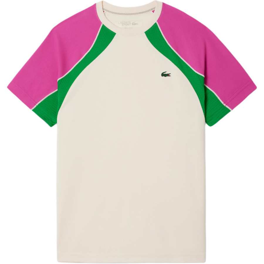 LACOSTE T Shirt Men's White/Pink/Green