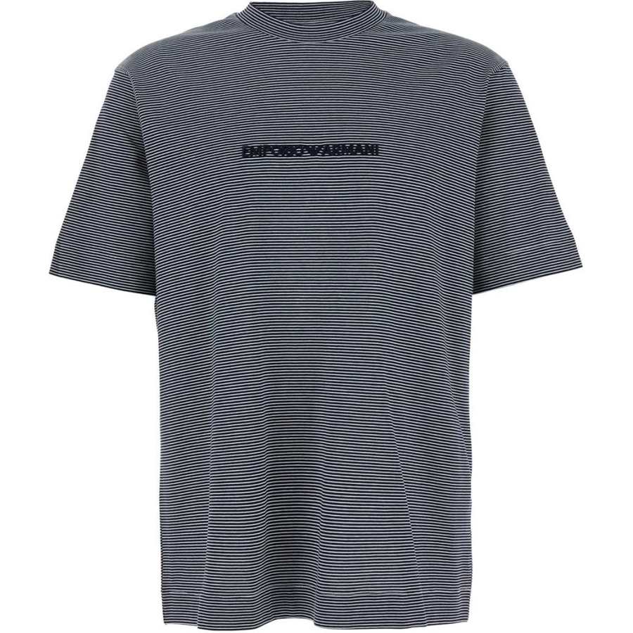 EMPORIO ARMANI Logo Embroidered Striped T Shirt