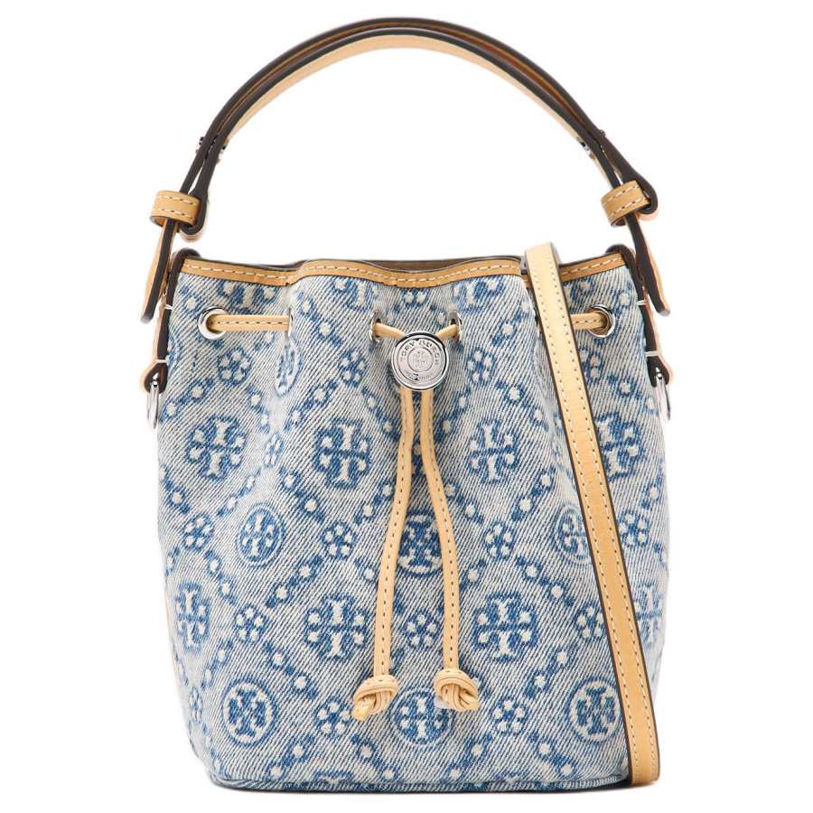 TORY BURCH T Monogram Denim Mini Bucket Bag Powder Blue