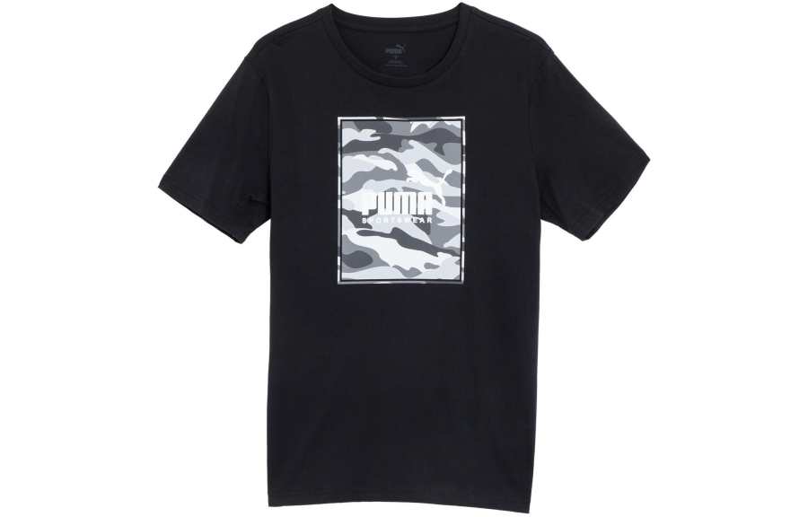 PUMA BOX LOGO T Shirts Men's Crew Neck Moderate Straight Fit