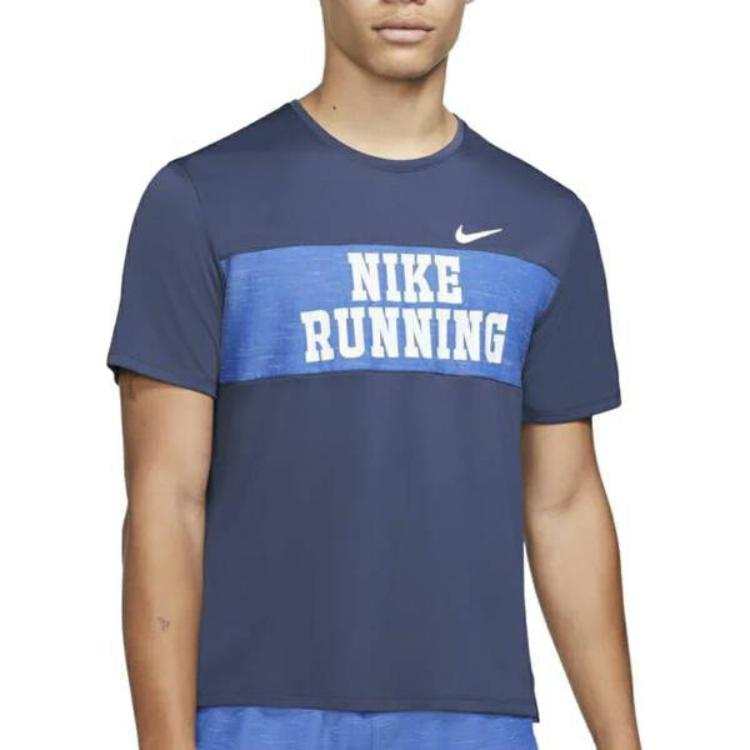 Nike Nike T Shirts Men's Blue Crew Neck Moderate Straight Fit