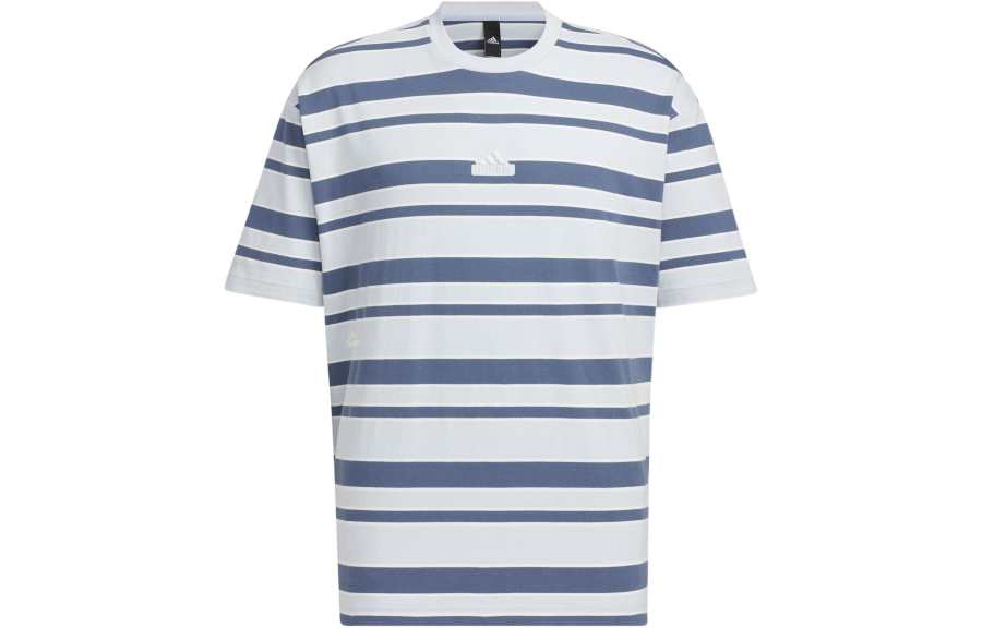 Adidas Adidas Logo Stripe T-shirt Asia Sizing 'Grey Navy'