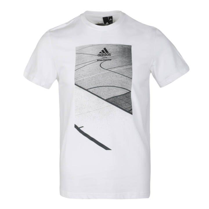 Adidas Adidas T Shirts Men's White Crew Neck Moderate Straight Fit