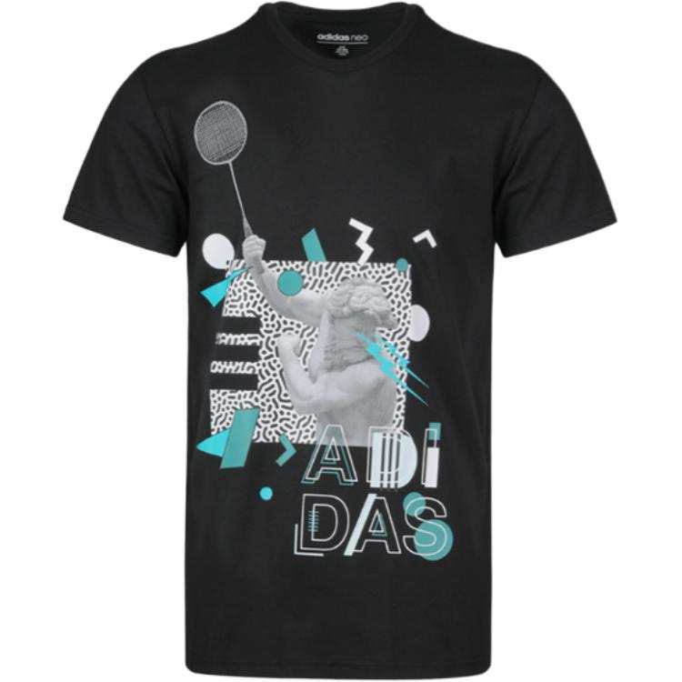 Adidas Neo T Shirts Men's Black Crew Neck Moderate