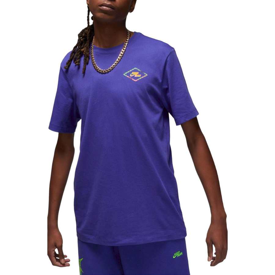 Jordan Jordan T Shirts Men's Purple Crew Neck Moderate Straight Fit