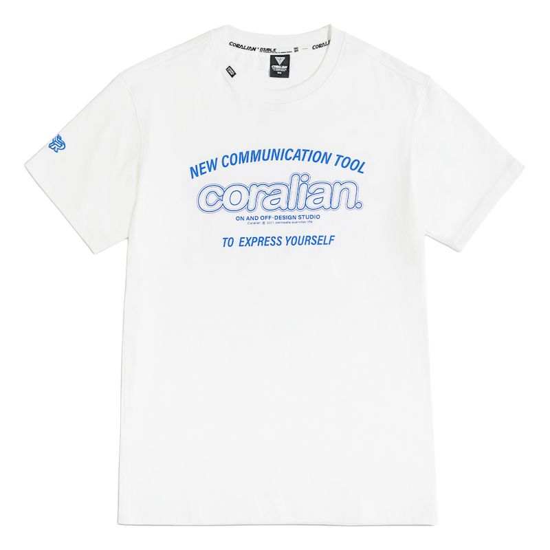 CORALIAN T Shirts Unisex White Crew Neck Moderate Straight Fit