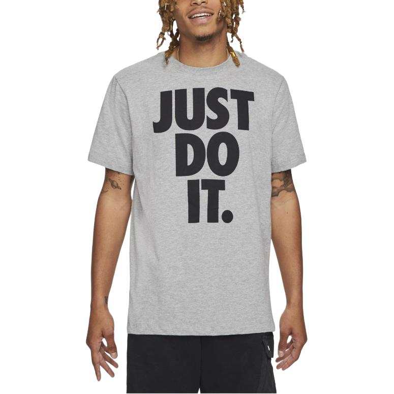 Nike Nike T Shirts Men's Gray Crew Neck Moderate Straight Fit