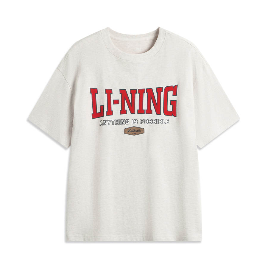 Li-Ning Li Ning Sports Life Collection T Shirt Unisex Heather Gray Tile Gray