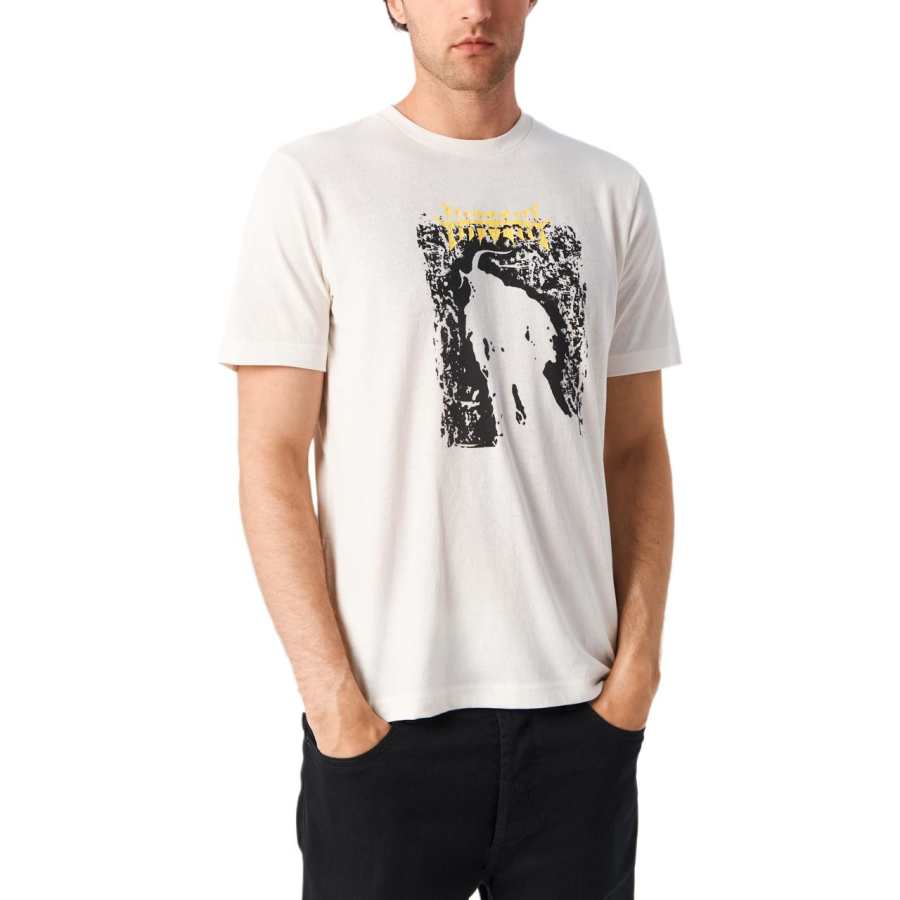 DIESEL T Shirts Men's White Crew Neck Moderate Straight Fit