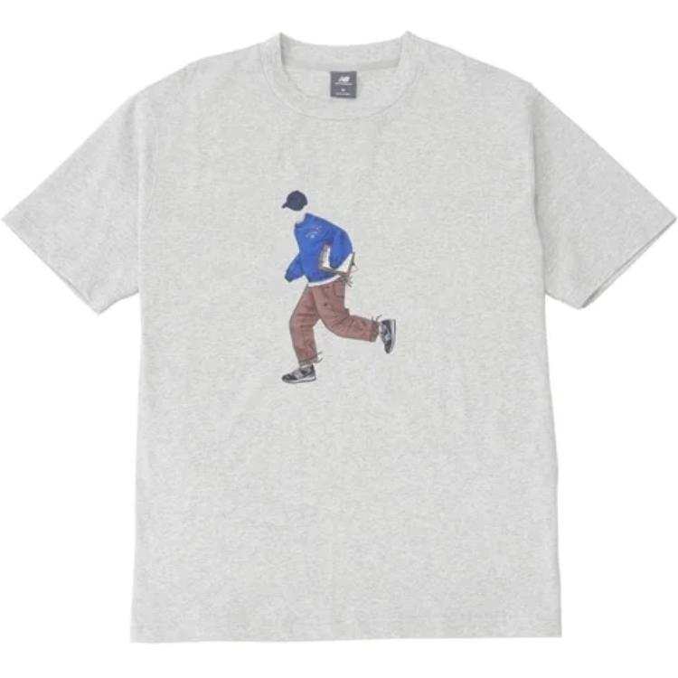 New Balance New Balance T Shirts Men's Gray Crew Neck Moderate