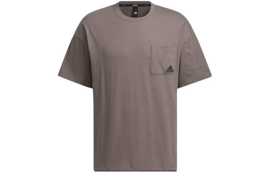 Adidas Adidas T Shirts Men's Charcoal Crew Neck Moderate Straight Fit