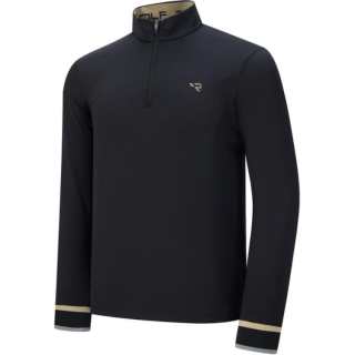 RAPIDO T Shirts Men's Black Stand Collar Moderate