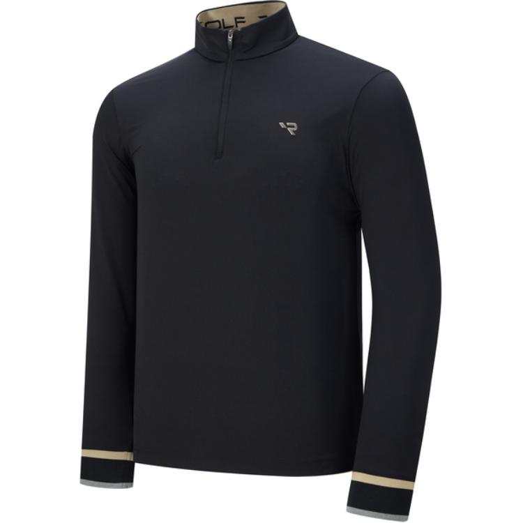 RAPIDO RAPIDO T Shirts Men's Black Stand Collar Moderate