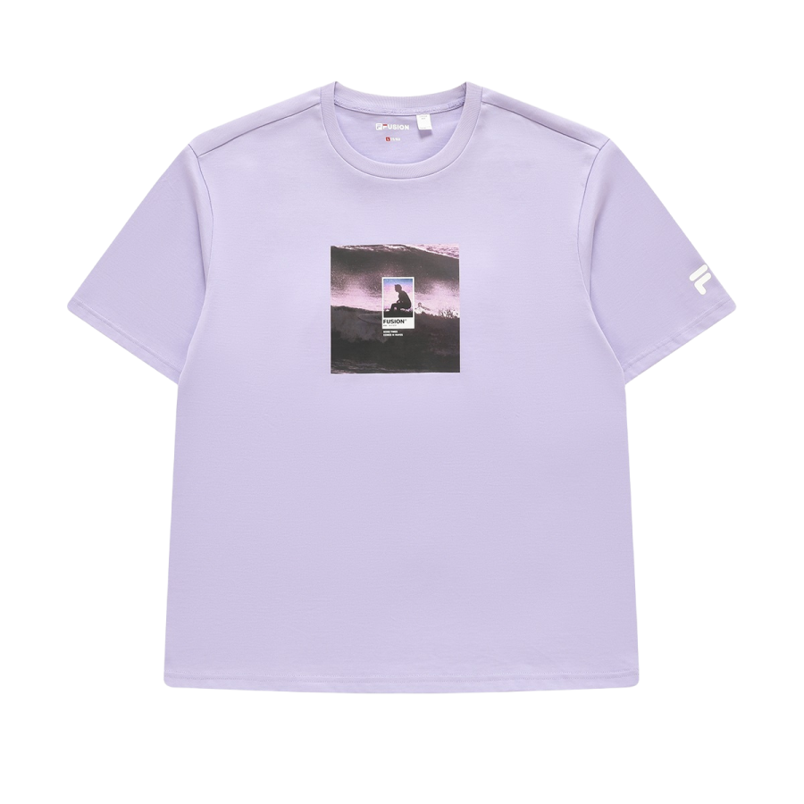 FILA FUSION T Shirts Unisex Peach Crew Neck Moderate Straight Fit