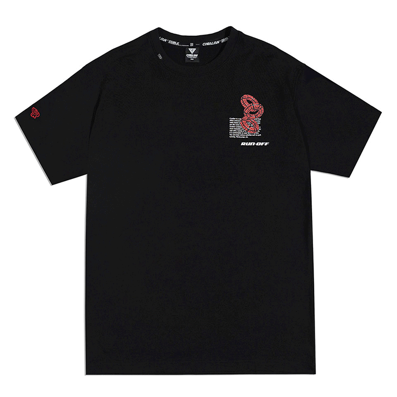 CORALIAN T Shirts Unisex Black Crew Neck Moderate Straight Fit