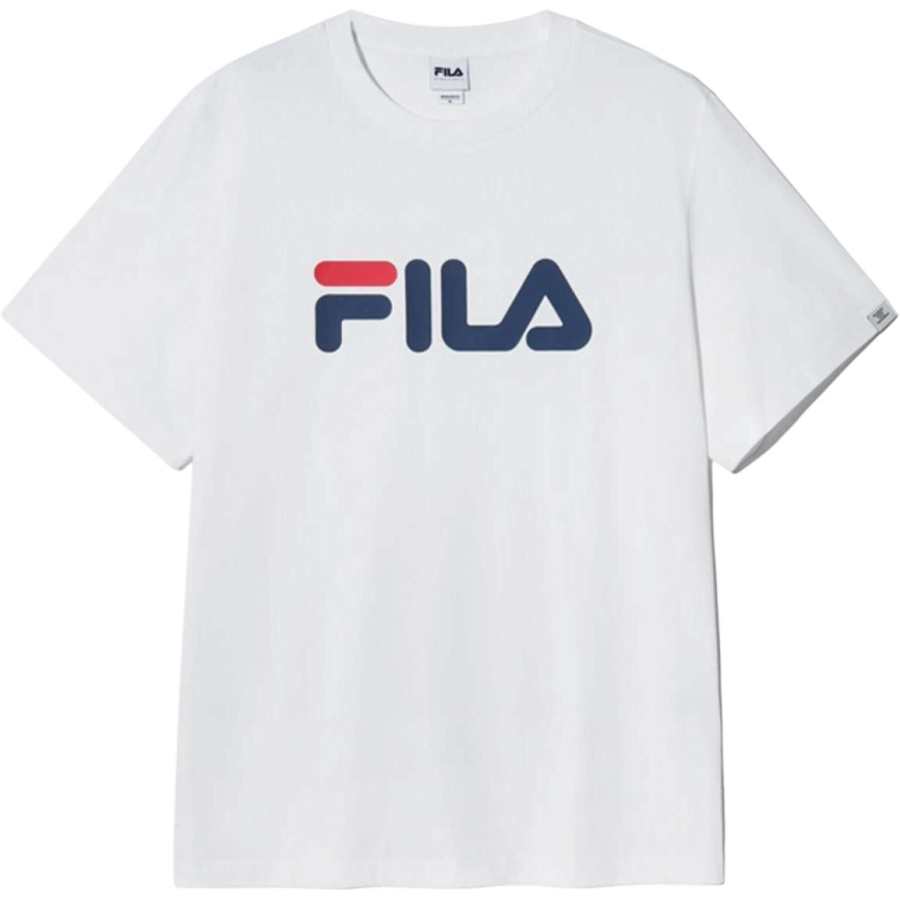 FILA T Shirts Unisex Ecru Crew Neck Moderate