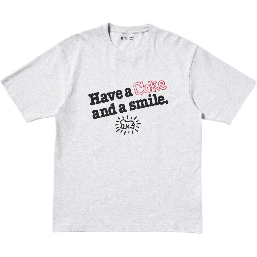 UNIQLO X Keith Haring X Coca Cola ·/Keith Haring X T Shirts Unisex Gray Crew Neck Moderate Straight Fit