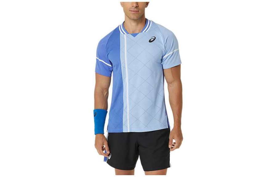 ASICS ASICS T Shirts Men's Blue Crew Neck Moderate