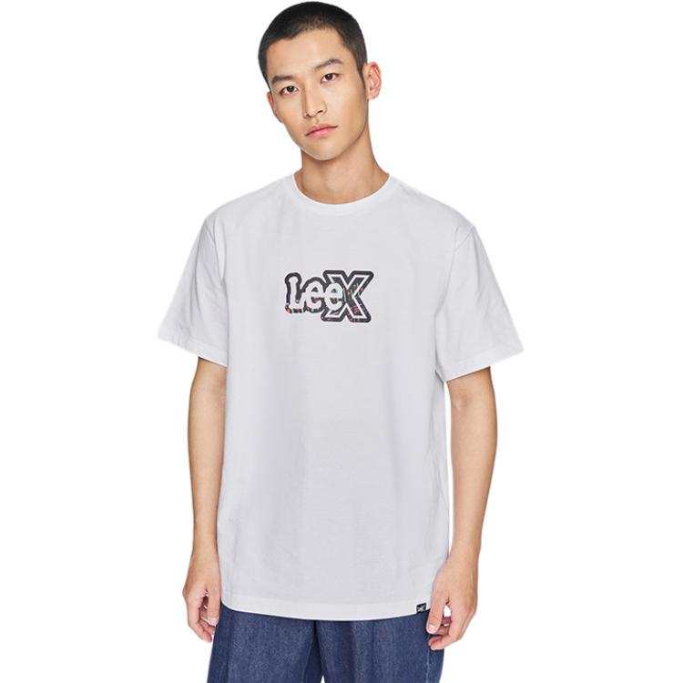 Lee Lee T Shirts Men's White Crew Neck Moderate